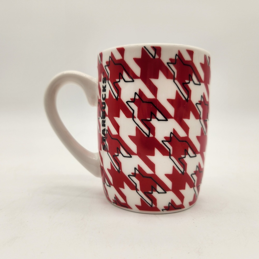 Starbucks Mermaid 2017 Houndstooth Mug Red White Green Logo 10 oz Ceramic - Picture 2 of 7